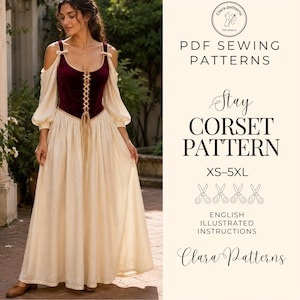 Modello di abito con corsetto medievale, top rinascimentale, stile retrò