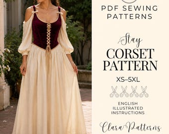 Medieval Corset Dress Pattern, Renaissance Top , Retro