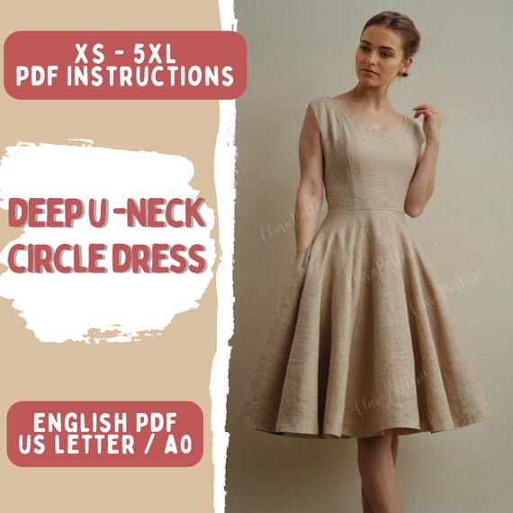 Linen Dress Sewing Pattern Pockets Full Circle Dress Pattern