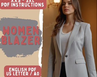 Blazer diy pattern | Blazer With Pockets | Blazer pattern pdf | Jacket for Women | Sewing blazer | Trench Coat Pattern | XXS-3XL