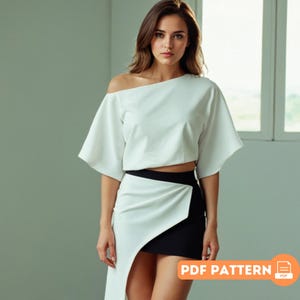 Flare Sleeve Crop Top Sewing Pattern: Women's Sizes XS-5XL (PDF Pattern)