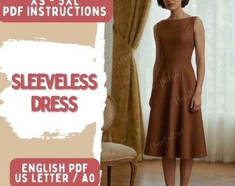 A-Line Sleeveless Dress PDF Pattern: Women's Sewing (XS-5XL)