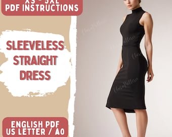 Sleeveless Midi Dress Sewing Pattern: Women's XS-5XL (PDF Pattern)