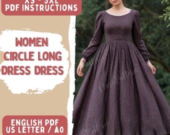 Vintage-Inspired Ball Gown Sewing Pattern: Full Skirt Dress (PDF Pattern)