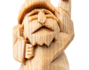 Mage Abram Stonetower - handcarved wizard on rock tower