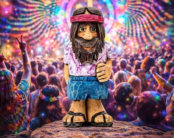 Herbert B Viridian - handcarved hippy caricature