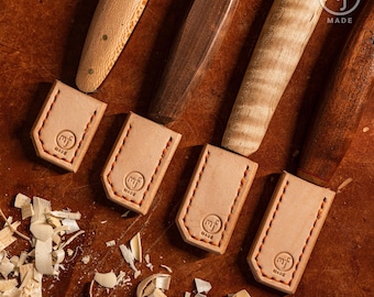 Woodcarving Knife Blade Cover - Full-grain leather, hand-crafted construction