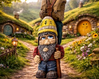 Sebastian Gwizdek the whistling wanderer - handcarved fellow with a big backpack