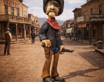 Handcarved Cowboy Art - Sheriff Cy "Stretch" Caputo - Basswood western art