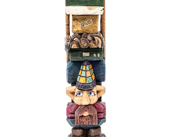 Handcarved gnome with a giant backpack - complete with stove, cooler, grub and more