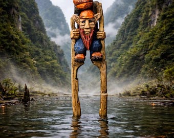 Evan "Twigs" Fadaioch - handcarved big backpack gnome on stilts