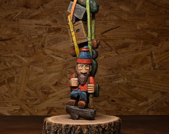 Handcarved hiker with a giant backpack - inspired by the hiker who has everything