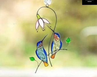 Hummingbird Stained Glass Suncatcher: Unique Window Hanging