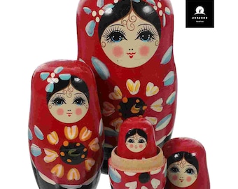 Hand-Painted Babushka Dolls: Original Wooden Nesting Dolls