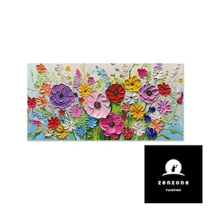 Handcrafted Floral Oil Painting: Vibrant Blossoms Canvas Art