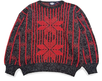 Vintage Knightsbridge, Wool Blend / Red & Grey Sweater