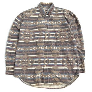 Vintage Northwoods, Aztec Button-Down-Langarm-Shirt im Western-Stil der 1990er Jahre