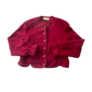 Vintage Braemar Wool Cardigan / Red Knitwear Timeless Classic Sweater