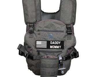 Tactical Tykes Baby Carrier for Men and Women- Tactical Baby Carrier w/Sunshade, Adjustable Molle Straps- Infant Carrier w/3 Velcro Patches