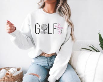 Sudadera de cuello redondo para esposa de golfista, estampado moderno, regalo para la esposa de un golfista