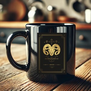 Taza personalizada con cartas del horóscopo y la astrología del zodíaco, taza de café de cerámica negra, regalo para amantes del té, regalo de cumpleaños, decoración de cocina, escritorio de oficina
