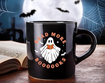 Read More Booooks Ghost Mug – Cute Halloween Book Lover Gift, Spooky Reading Coffee Cup, Fall Mug for Readers, Bookish Halloween Decor