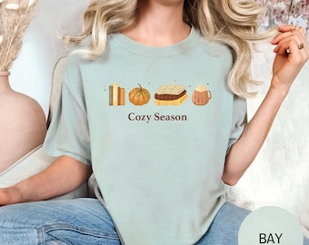 Cozy Season Fall Shirt, Fall Pumpkin Coffee Shirt, Cute Autumn Books Lover Tee, Autumn Leaf Shirt, Pumpkin Spice Latte Shirt