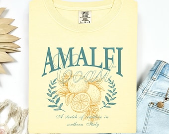 Comfort Colors® Amalfi Coast Shirt, Italian Summer, Italy Vacation Apparel, Travel Tees, Vintage Italia Shirt, Relaxed Fit T-Shirt