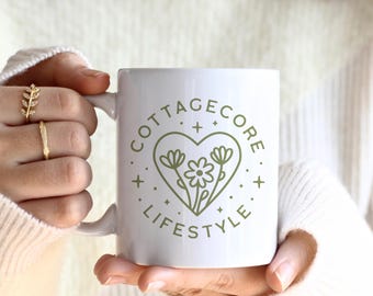 Mug Cottagecore, esthétique style de vie Cottagecore, tasse à café florale, cadeau douillet pour amoureux de la nature, jolie tasse de ferme rustique, tasse à thé fantaisiste