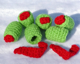 FREE PATTERN--- Crocheted Olives with Pimentos