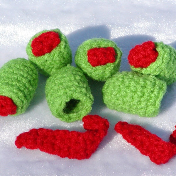 FREE PATTERN--- Crocheted Olives with Pimentos