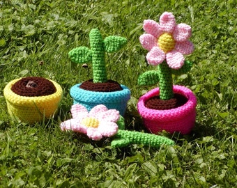 Crocheted Growing Flowers Preschool and Toddler Set----PDF--PATTERN