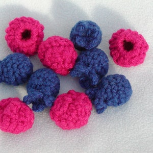FREE PATTERN --  Crocheted Blueberries and Raspberries