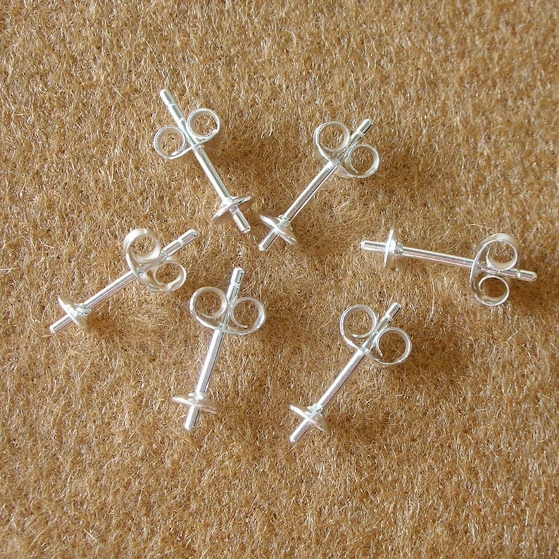 100 Pieces 50 Pairs 925 Sterling Silver 4 MM PAD Earring Post with PEG and Earring Backs