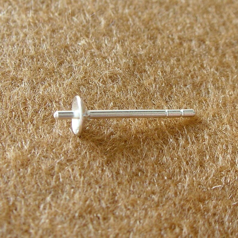 50 Pieces 925 Sterling Silver Pad Earring Post With PEG and Earring Backs 4 MM. PAD - 25 Pairs
