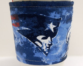 Coffee Cozy/Cup Sleeve, Eco-Friendly, Slip-on, Teacher Appreciation, Co-Worker Gift, Buy any 4 get 1 free: New England Patriots on Blue