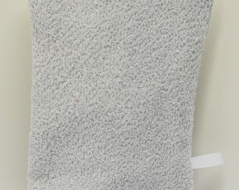 Light Gray Hand Washcloth Mitt, Make-up Remover, Bath Aid, European Wash Mitt, Fibromyalgia, Fur Baby Wash Mitt