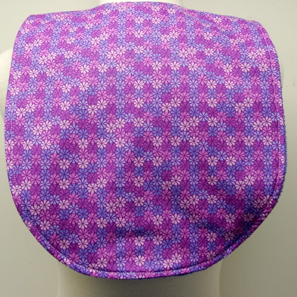 Youth/Junior Girl Bib, Special Needs, Cerebral Palsy, Epilepsy, Retts Syndrome, Drooling, 14-inch neck opening: Tiny Purple Pink Flowers