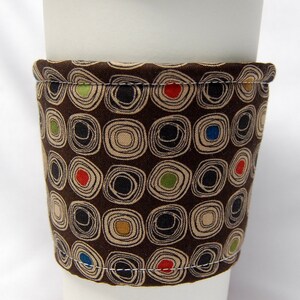 Coffee Cozy/Cup Sleeve Eco Friendly Slip-on, Teacher Appreciation, Co-Worker Gift, Buy any 4 get 1 free: Light Tan Swirls on Brown image 3