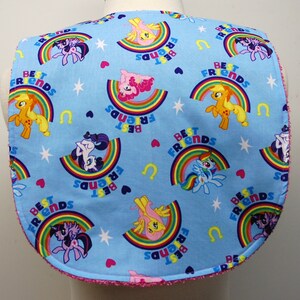 Youth/Junior Bib - Girl- Special Needs, Cerebral Palsy, Epilepsy, Seizures, Drooling, Retts, 14-inch Neck Opening:  My Little Pony on Blue