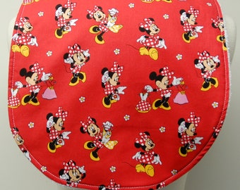 Youth/Junior Girl Bib, Special Needs, Cerebral Palsy, Epilepsy, Retts Syndrome, Drooling, 14-inch neck-opening:  Minnie on Red