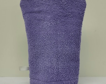 Guante de mano morado medio - m, desmaquillante, ayuda para el baño, guante de lavado europeo, fibromialgia, guante de baño para bebés de pelo, necesidades especiales