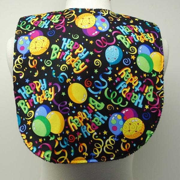 Youth/Junior Unisex Bib, Special Needs, Cerebral Palsy, Epilepsy, Retts Syndrome, Drooling, 14-inch neck opening: Happy Birthday Balloons