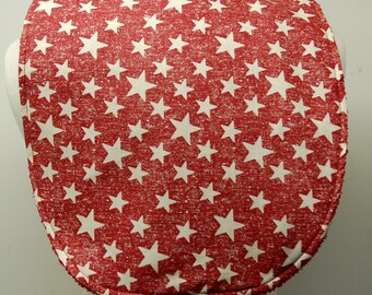 Youth/Junior Bib, Special Needs, Cerebral Palsy, Epilepsy, Seizures, Drooling, Adaptive Clothing 14-inch Neck Opening:  Stars on Red - 1