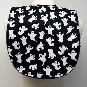 Halloween - Youth/Junior Boy Bib, Drooling, Epilepsy, Seizures,  Special Needs, Cerebral Palsy,14-inch neck opening: White Ghosts on Black