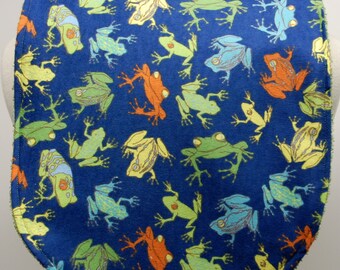 Youth/Junior Bib - Boy - Special Needs, Cerebral Palsy, Epilepsy, Seizures, Drooling, 14-inch Neck Opening:  Blue, Orange and Green Frogs