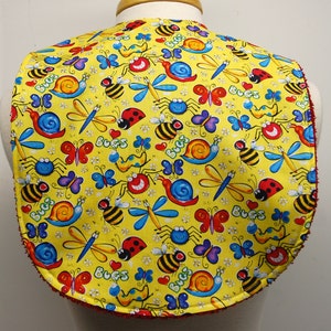 Youth/Junior Bib - Unisex - Special Needs, Cerebral Palsy, Epilepsy, Seizures, Drooling, 14-inch Neck Opening: Colorful Insects on Yellow