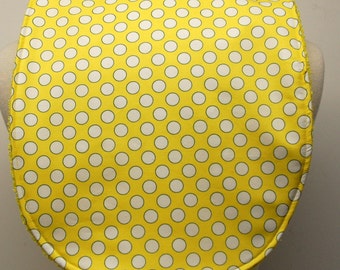 Youth/Junior Bib, Special Needs, Cerebral Palsy, Epilepsy, Retts Syndrome 14-inch/35cm  neck opening: White Polka Dots on Yellow