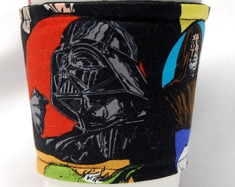 Coffee Cozy/Cup Sleeve, Eco Friendly, Slip-on, Teacher Appreciation, Co-Worker Gift, Buy any 4 get 1 free:  Darth Vader and Obi Wan Kenobi