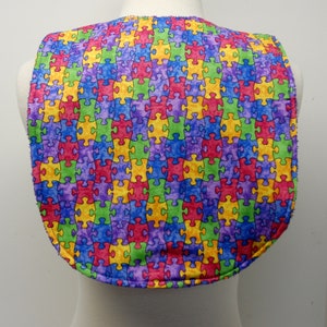 Youth/Junior Bib, Special Needs, Cerebral Palsy, Drooling,Adaptive Clothing, Back to School, 14-inch neck opening:  Autism Puzzle II